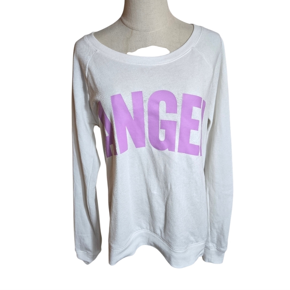 Victoria's Secret White Sweatshirt with Purple ANGEL' Print